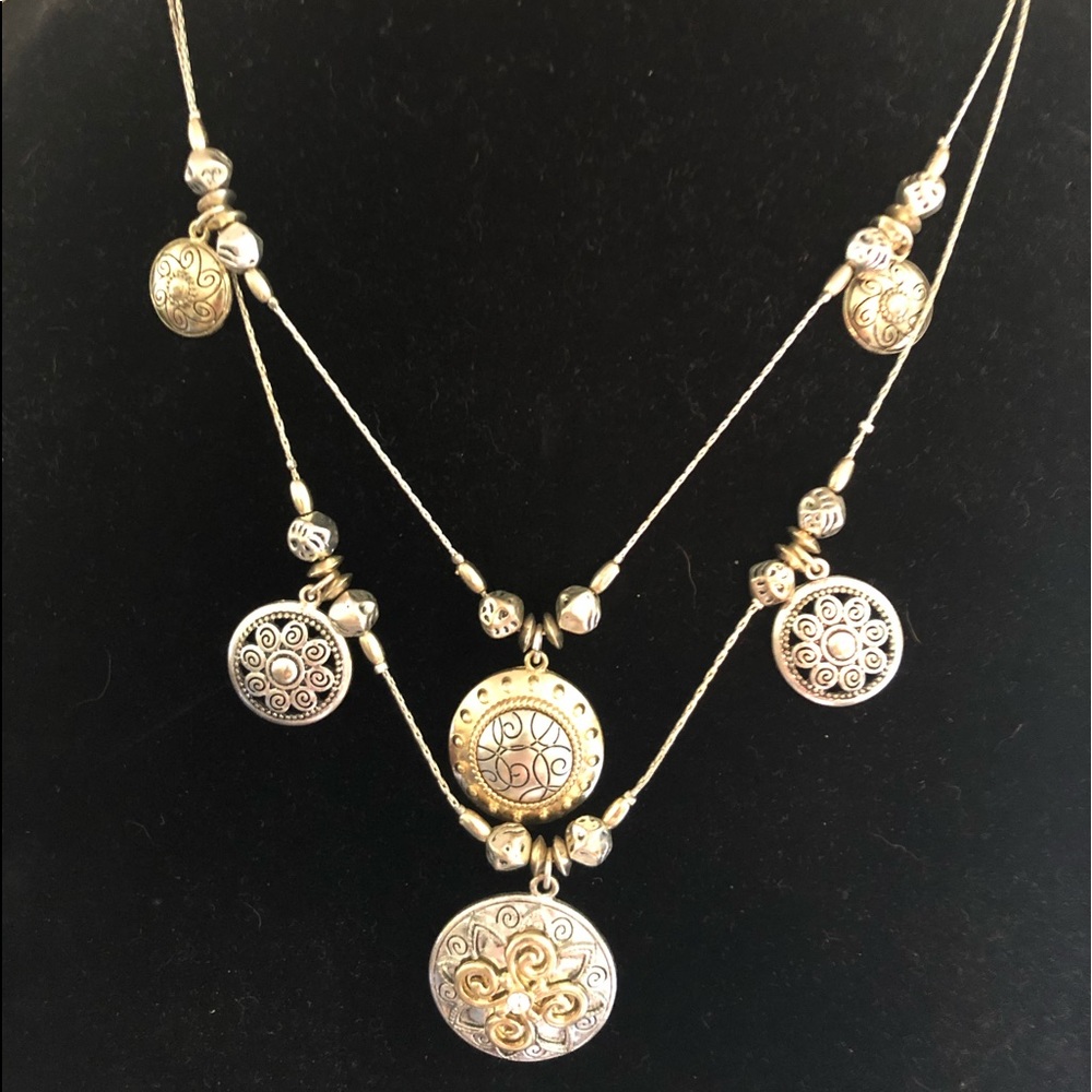 Silver and gold coin necklace